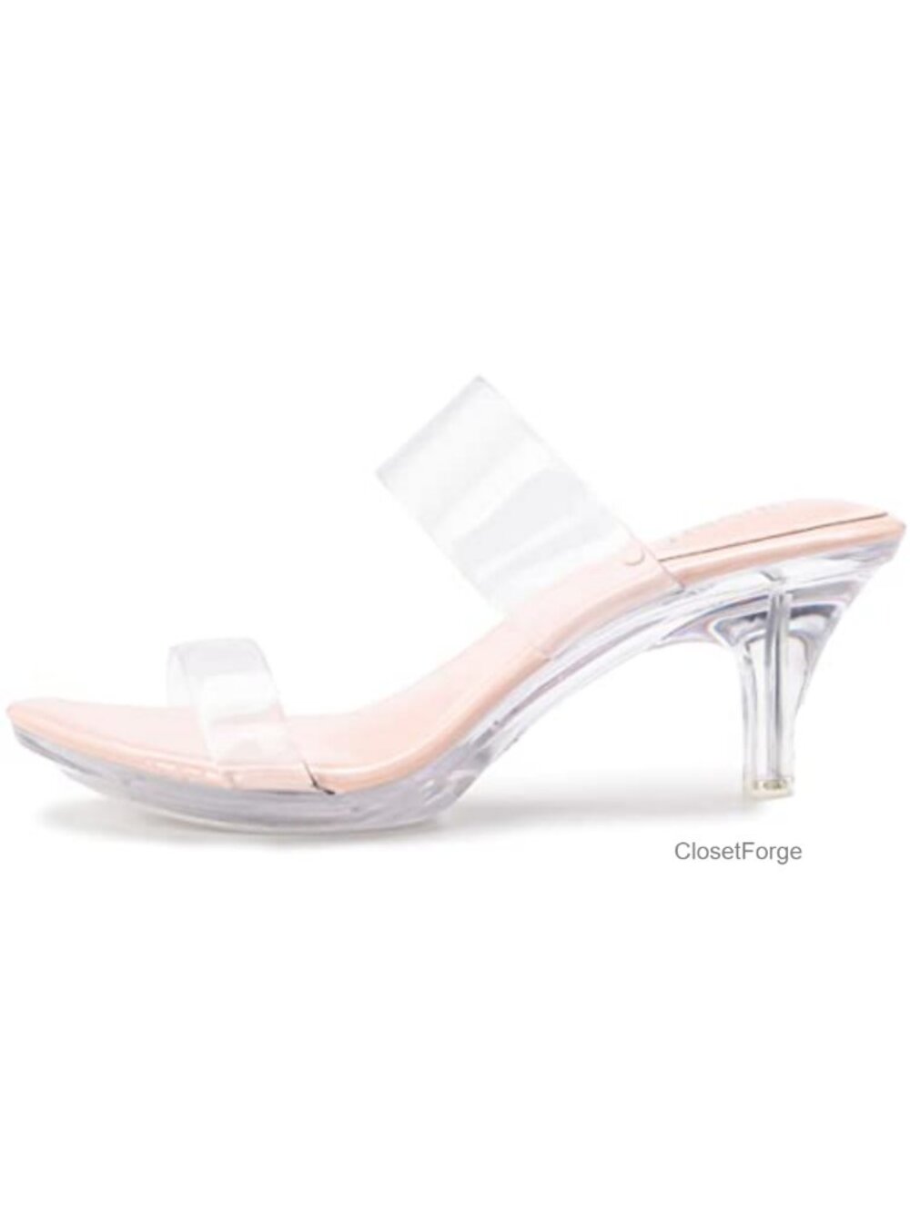 Clear Heels for Women Sexy Stiletto Open Toe Mule Dress Shoes Comfortable